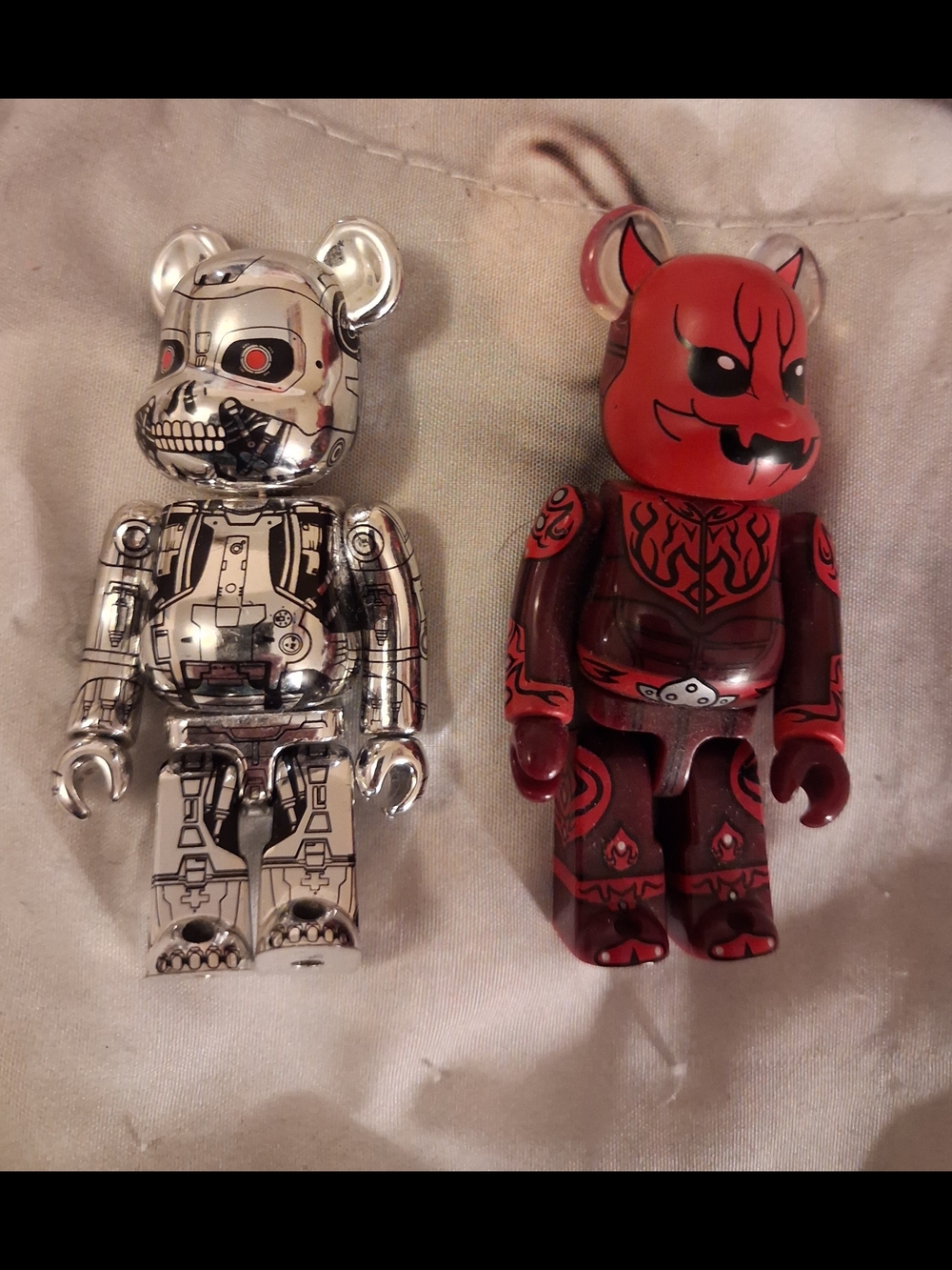 Bearbrick-Inspired Red & Silver Collectible Figure Set